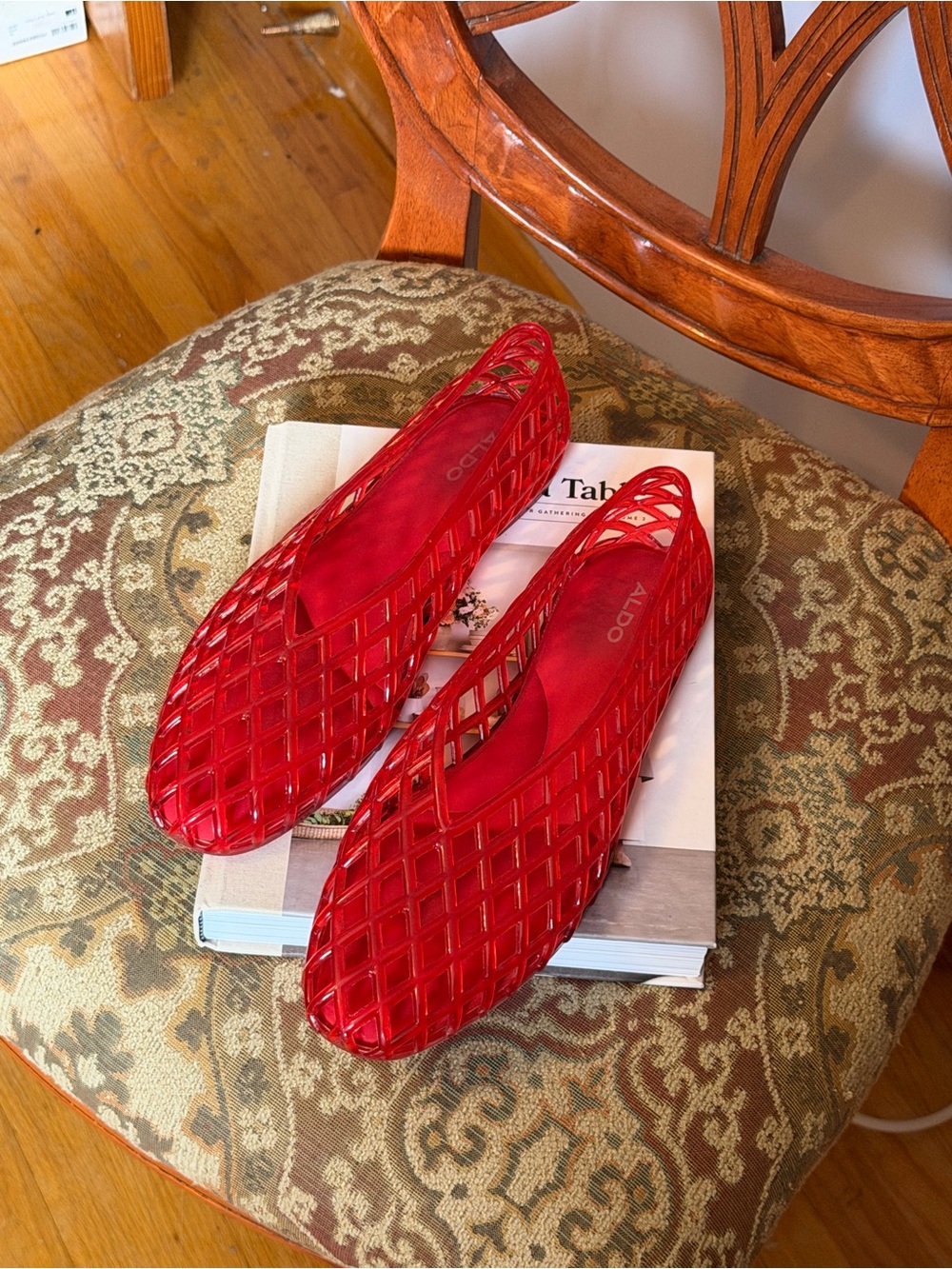 ALDO Red Woven Lattice Flat Loafers